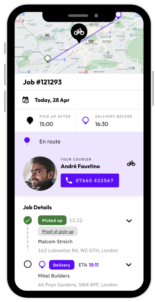 Gophr live tracking on a phone